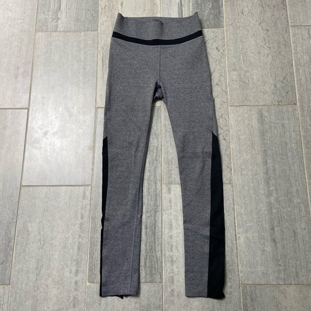 Gap Fit Mesh & Side Zipper Workout Leggings Tights Gray Black Size X